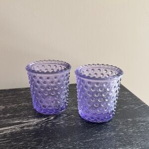 Faux vintage hobnail lavender candle holders. Never used.